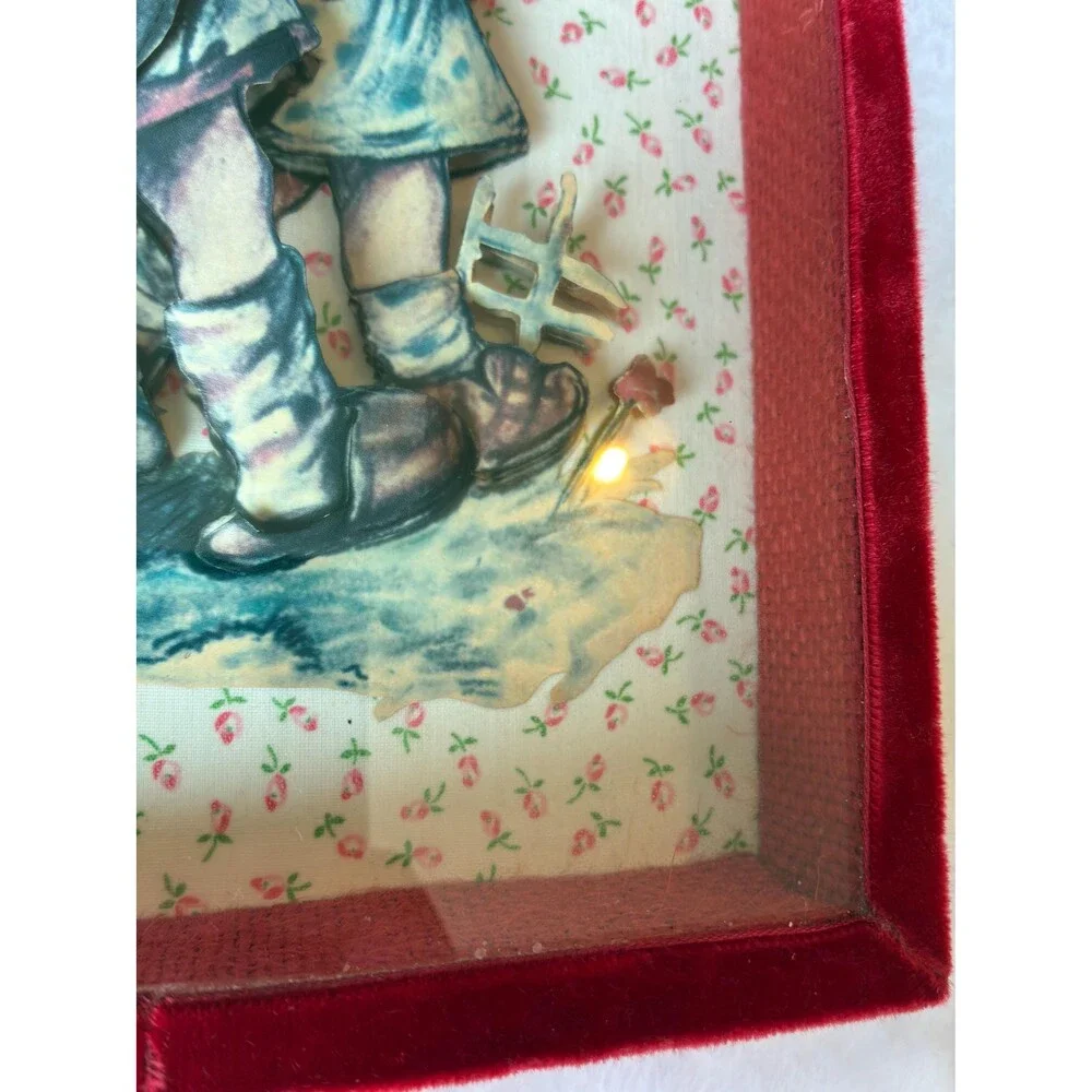 Vintage Handmade Hummel Shadowbox | Vintage Nursery Decor | Cottagecore Wall Art